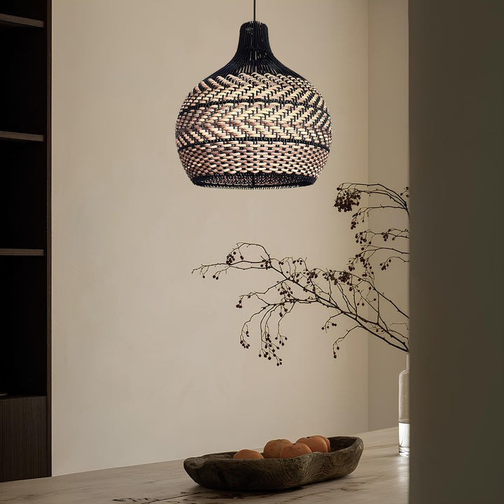 Bamboo Pendant Light for Living Room 14 Inch - Rishit by Luxury Rattan Handicrafts 