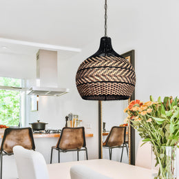Bamboo Pendant Light for Living Room 14 Inch - Rishit by Luxury Rattan Handicrafts 