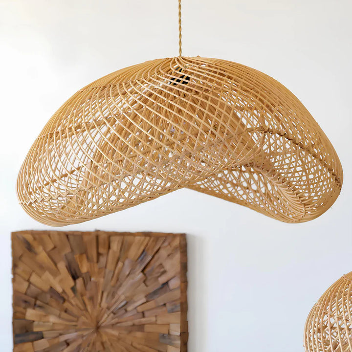 Bamboo Hanging Light for Dining Room | Cane Pendant Lamp - Sable