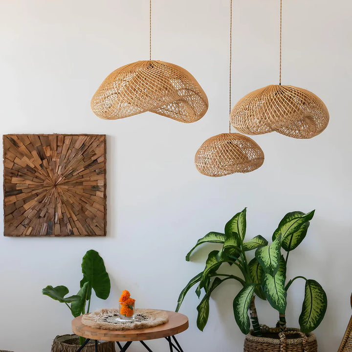 Bamboo Hanging Light for Dining Room | Cane Pendant Lamp - Sable