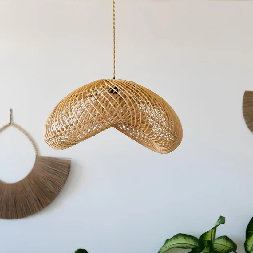 Bamboo Hanging Light for Dining Room | Cane Pendant Lamp - Sable