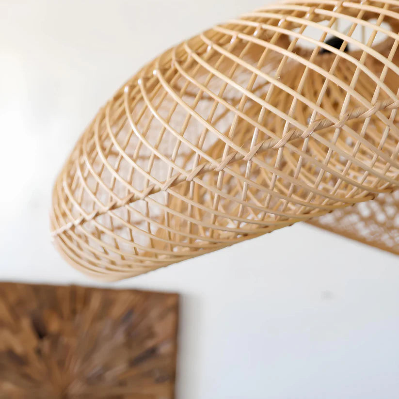 Bamboo Hanging Light for Dining Room | Cane Pendant Lamp - Sable