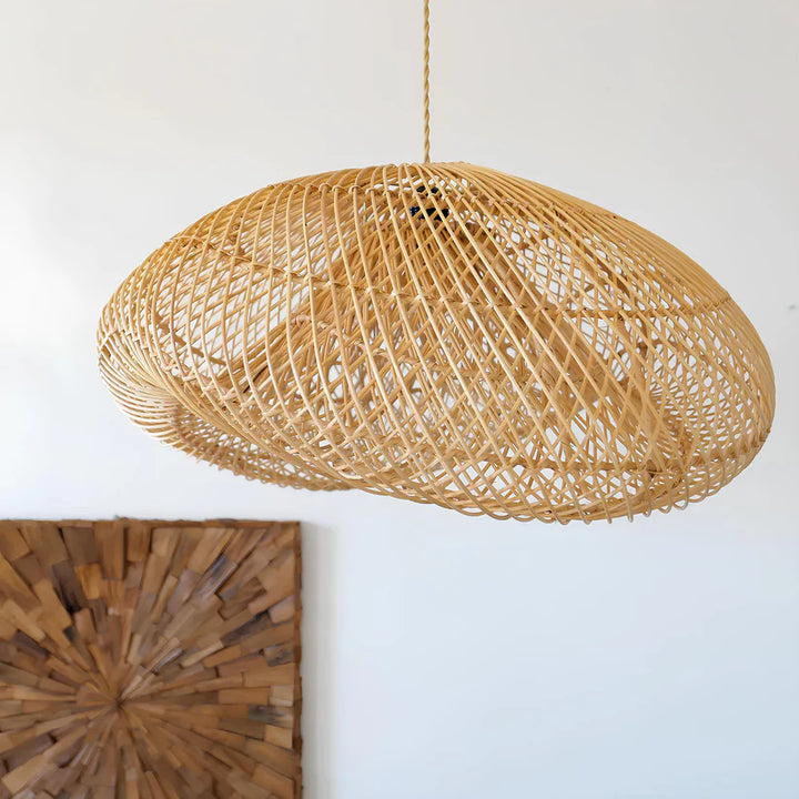 Bamboo Hanging Light for Dining Room | Cane Pendant Lamp - Sable