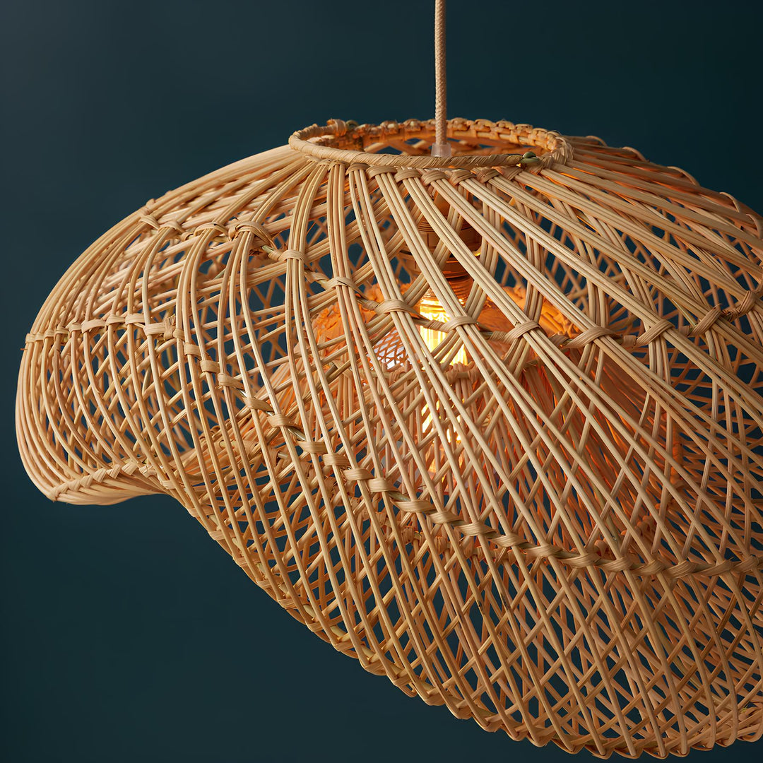 Bamboo Hanging Light for Dining Room | Cane Pendant Lamp - Sable