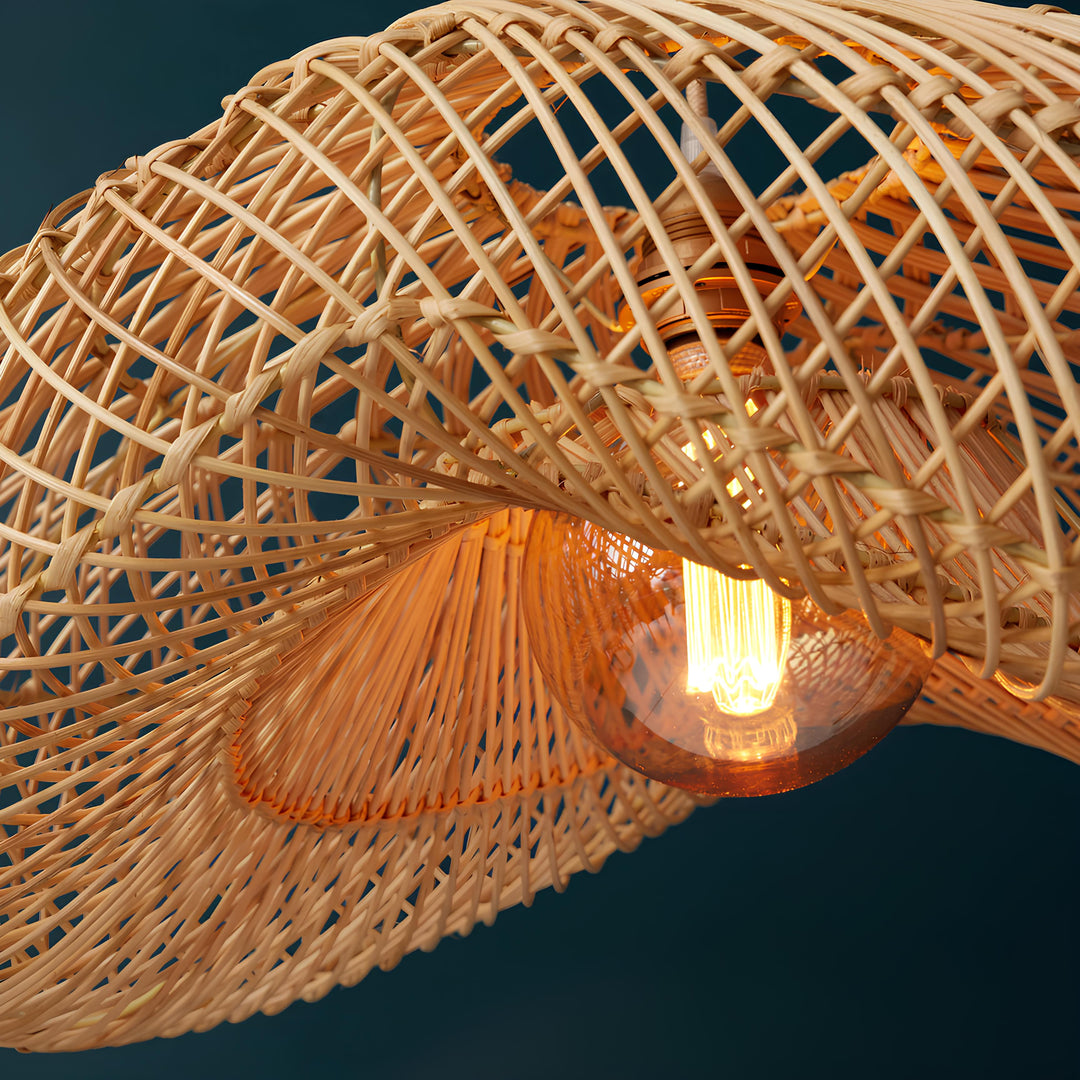 Bamboo Hanging Light for Dining Room | Cane Pendant Lamp - Sable