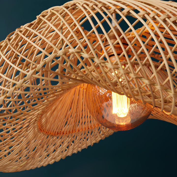 Bamboo Hanging Light for Dining Room | Cane Pendant Lamp - Sable