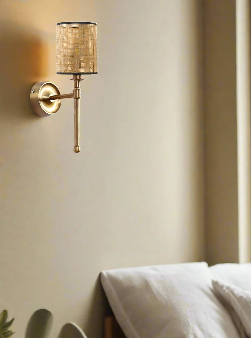 Bamboo Wall Light for Hallway | Rattan Wall Sconce - Roscoe