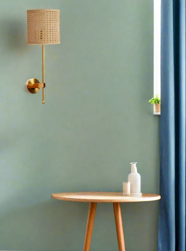 Rattan Wall Sconce for Dining Room | Wicker Wall Lamp - Quillton