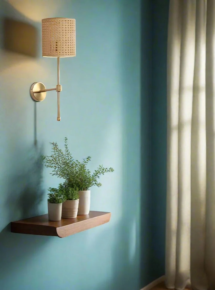Wicker Wall Light for Bedroom | Cane Wall Sconce - Brannonhall