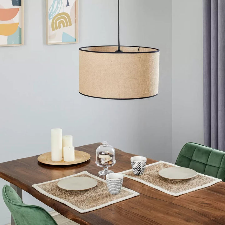 Jute Hanging Light for Bedroom | Natural Pendant Lamp - Pryce