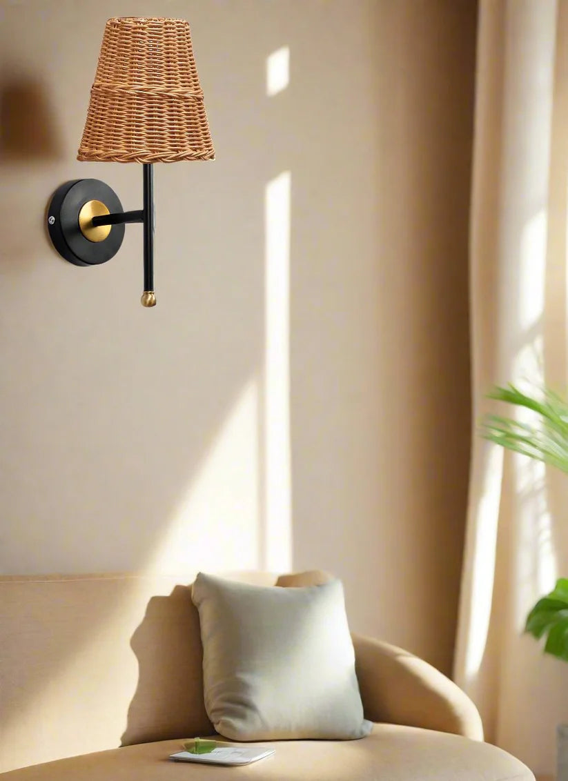 Cane Wall Sconce for Dining Room | Rattan Wall Light - Jareth