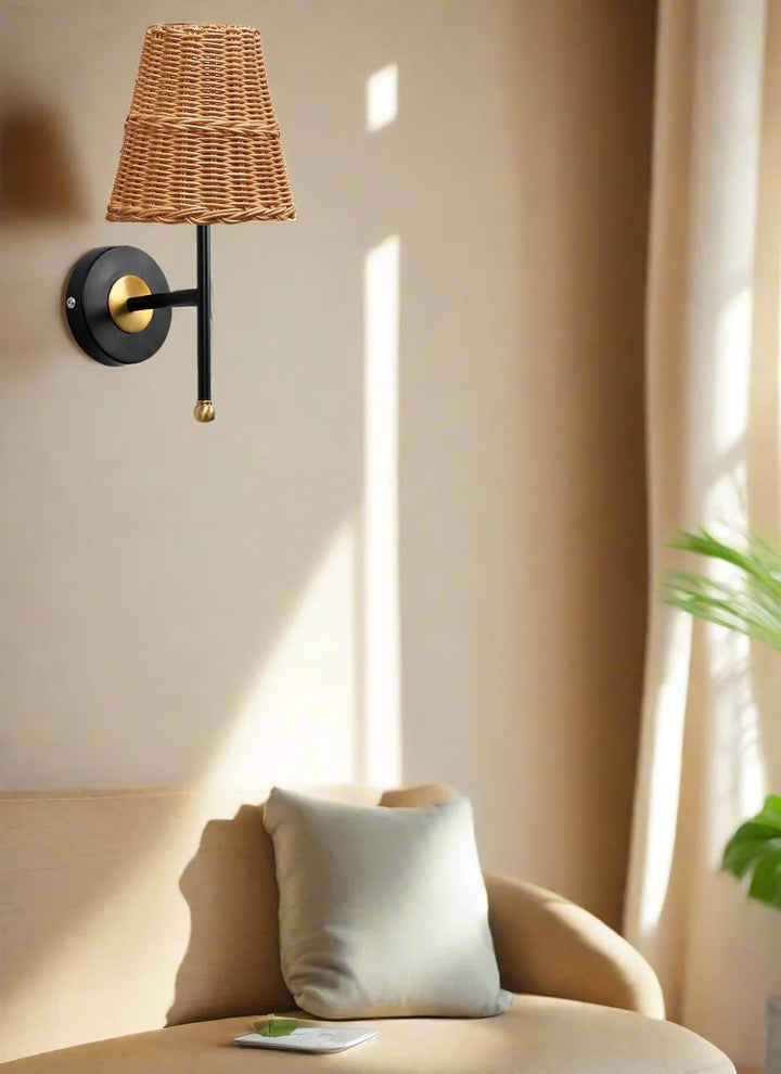 Cane Wall Sconce for Dining Room | Rattan Wall Light - Jareth