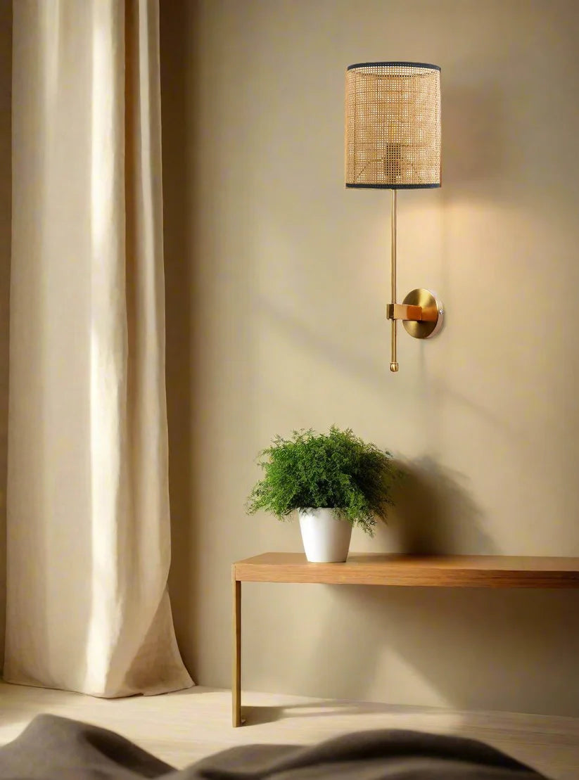Cane Wall Sconce for Dining Room | Bamboo Wall Lamp - Ignatius