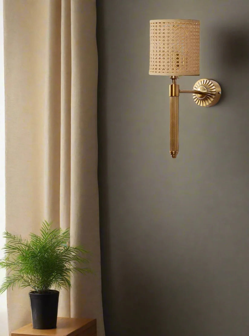 Cane Wall Lamp for Living Room | Rattan Wall Sconce - Corwin