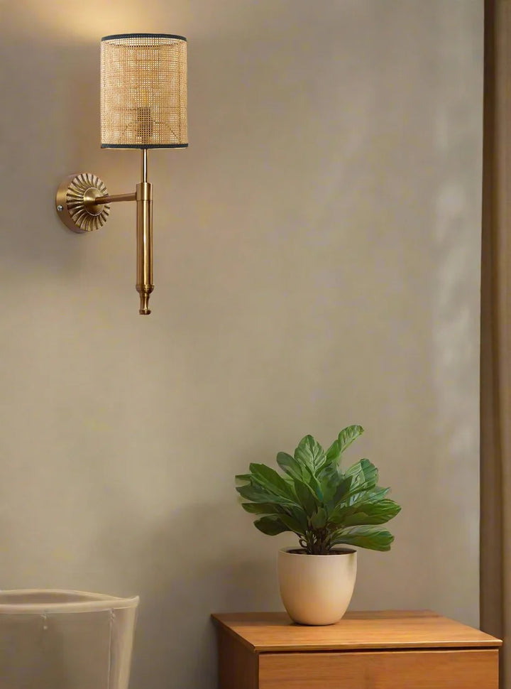 Cane Wall Sconce for Bedroom | Wicker Wall Light - Hendrix