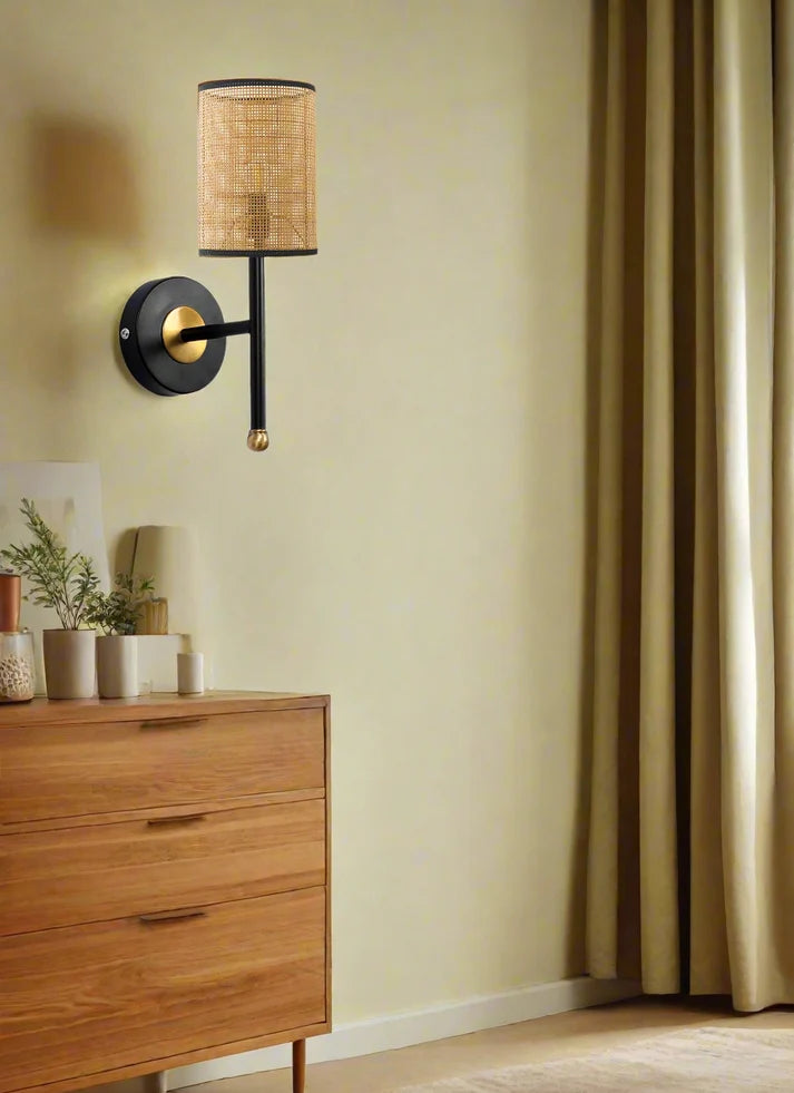 Rattan Wall Lamp for Bedroom | Cane Wall Sconce - Marlow