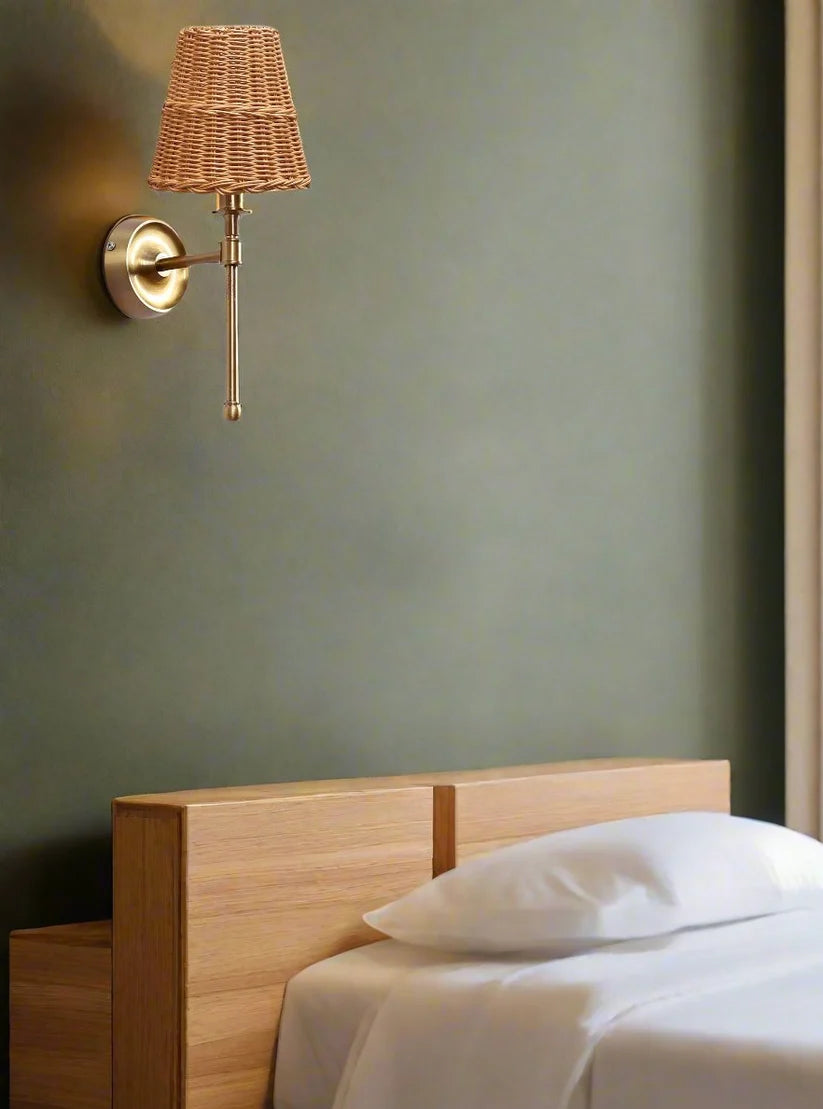 Wicker Wall Light for Hallway | Cane Wall Lamp - Catofordby