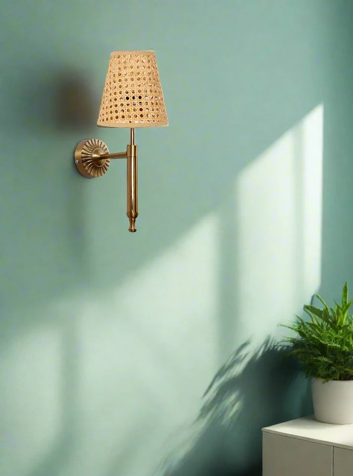 Rattan Wall Lamp for Hallway | Cane Wall Sconce - Nileswood
