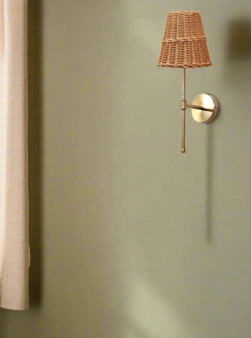 Cane Wall Lamp for Bathroom | Rattan Wall Sconce - Yancy