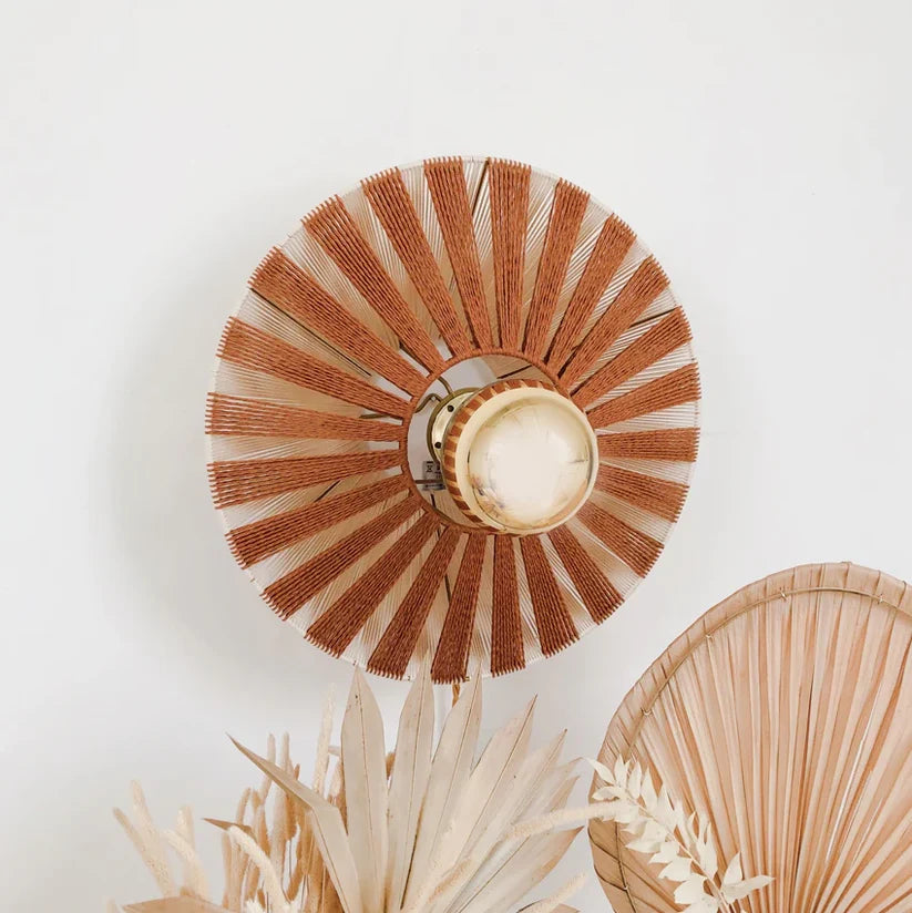 Jute Wall Lamp for Bedroom | Natural Wall Sconce - Aldous