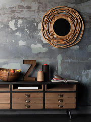 Rattan Wall Mirror for Living Room - Weslan