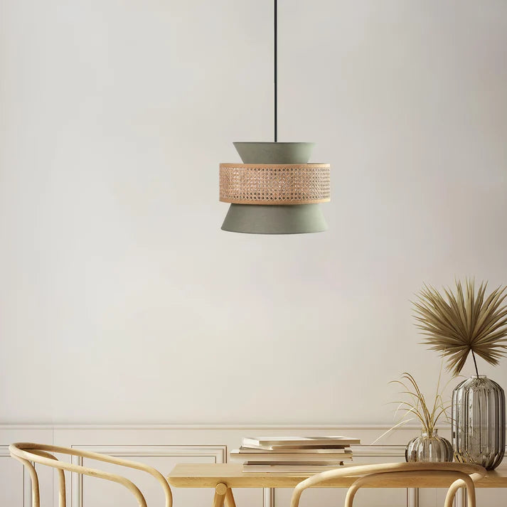 Rattan Hanging Light for Staircase | Bamboo Pendant Lamp - Draycen Set of 3