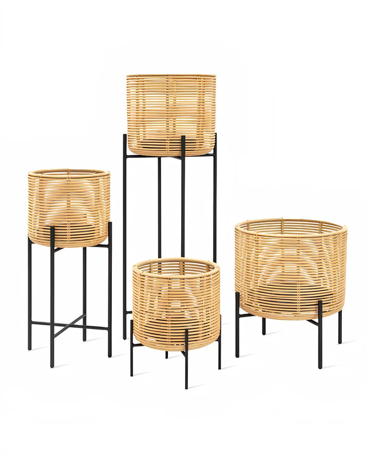 Rattan Planter Set of 4 | Bamboo Plant Pots for Living Room - Orlander