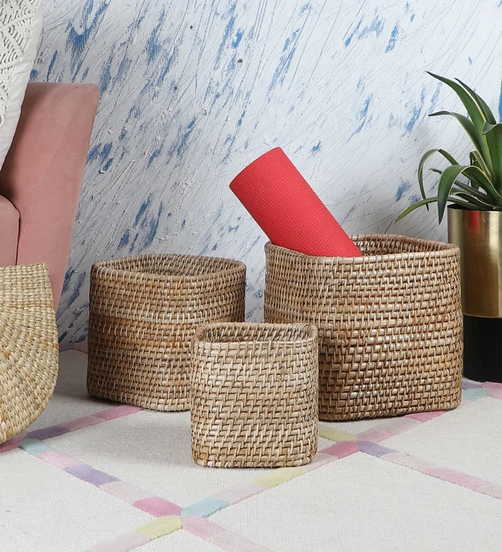 Rattan Planter 8" Dia x 8" H for Indoor - Hawthorn