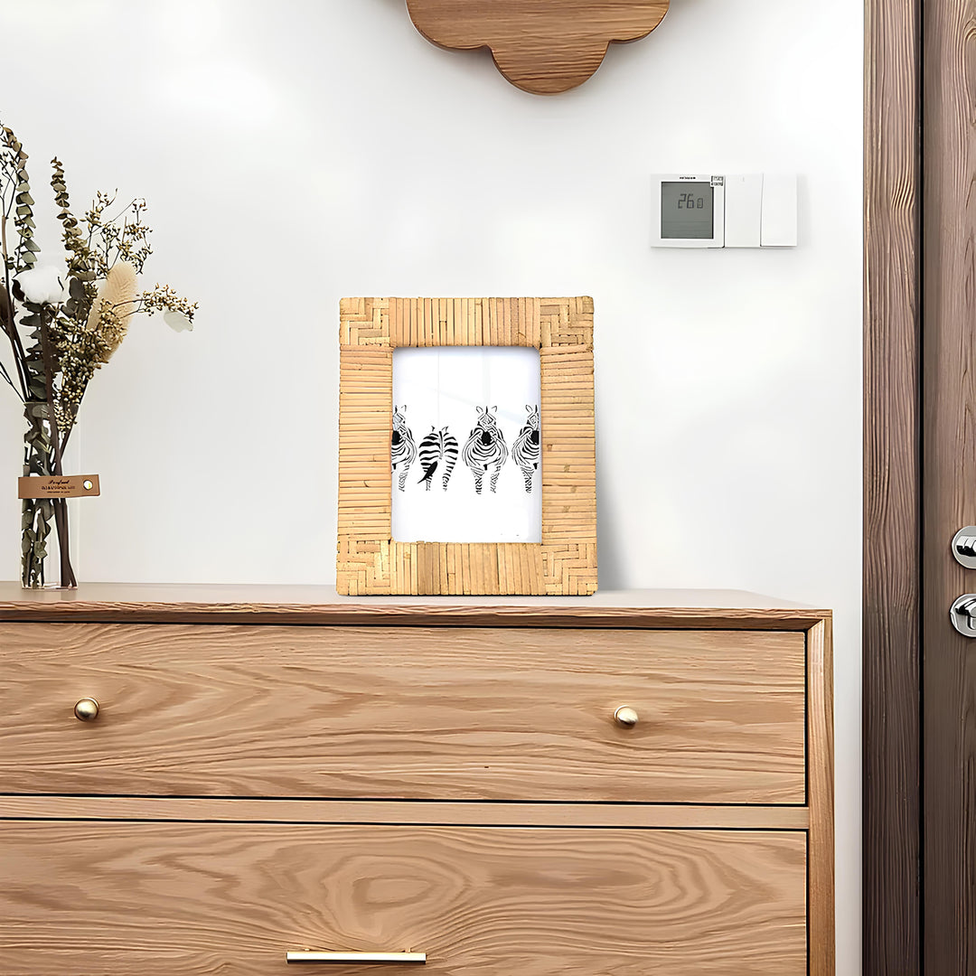 Rattan Photo Frame 4x6 Inch for Home - Noah