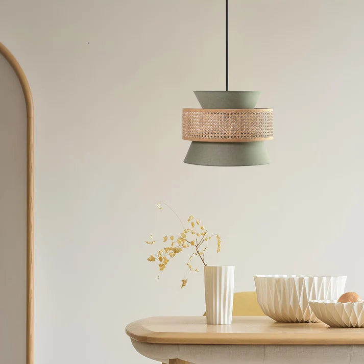 Rattan Hanging Light for Staircase | Bamboo Pendant Lamp - Draycen Set of 3