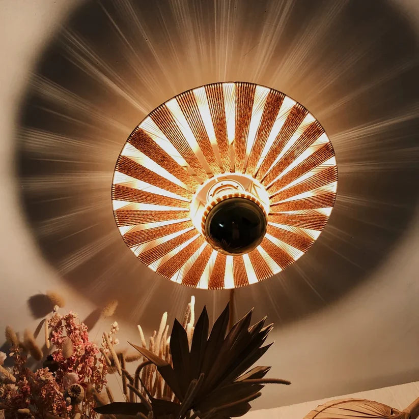 Jute Wall Lamp for Bedroom | Natural Wall Sconce - Aldous
