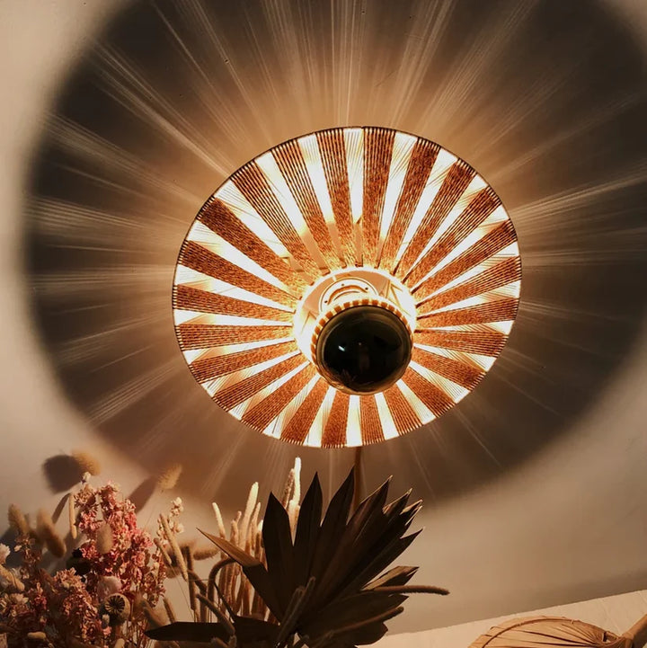Jute Wall Lamp for Bedroom | Natural Wall Sconce - Aldous
