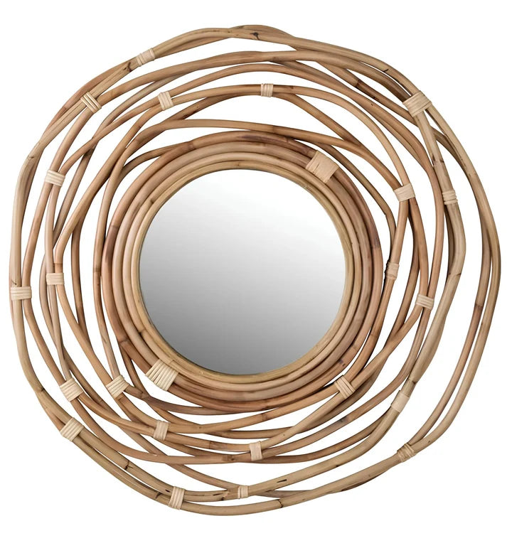 Rattan Wall Mirror for Living Room - Weslan