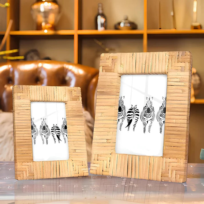 Rattan Photo Frame 4x6 Inch for Home - Noah