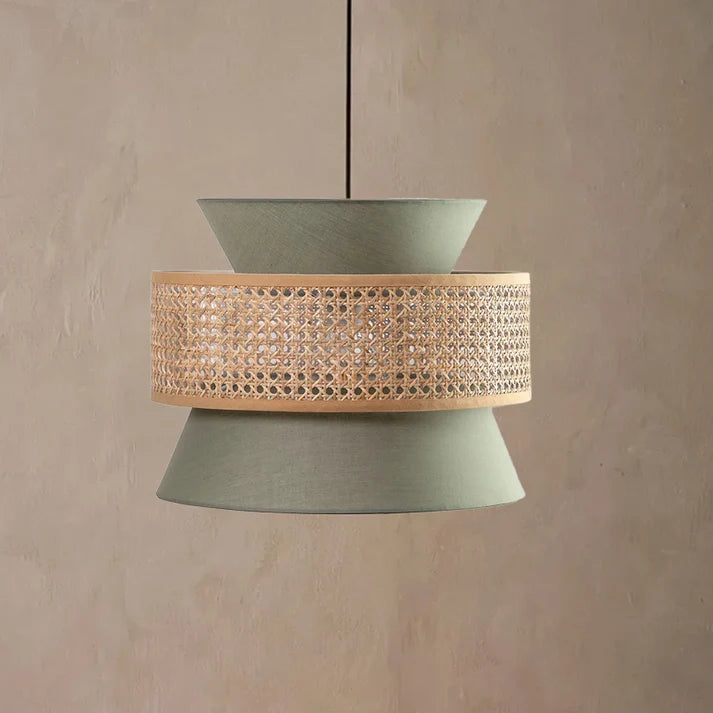 Rattan Hanging Light for Staircase | Bamboo Pendant Lamp - Draycen Set of 3