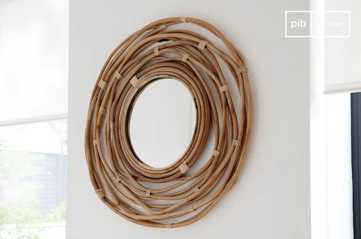 Rattan Wall Mirror for Living Room - Weslan