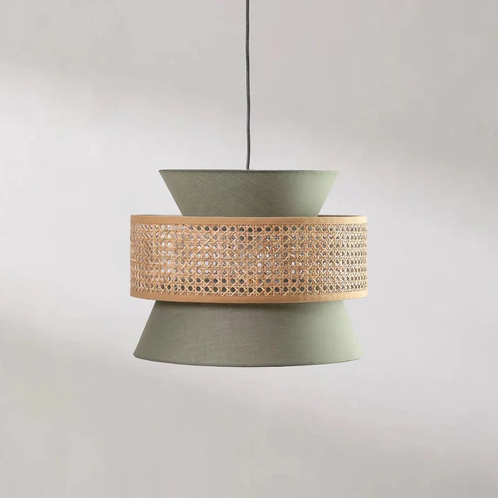 Rattan Hanging Light for Staircase | Bamboo Pendant Lamp - Draycen Set of 3