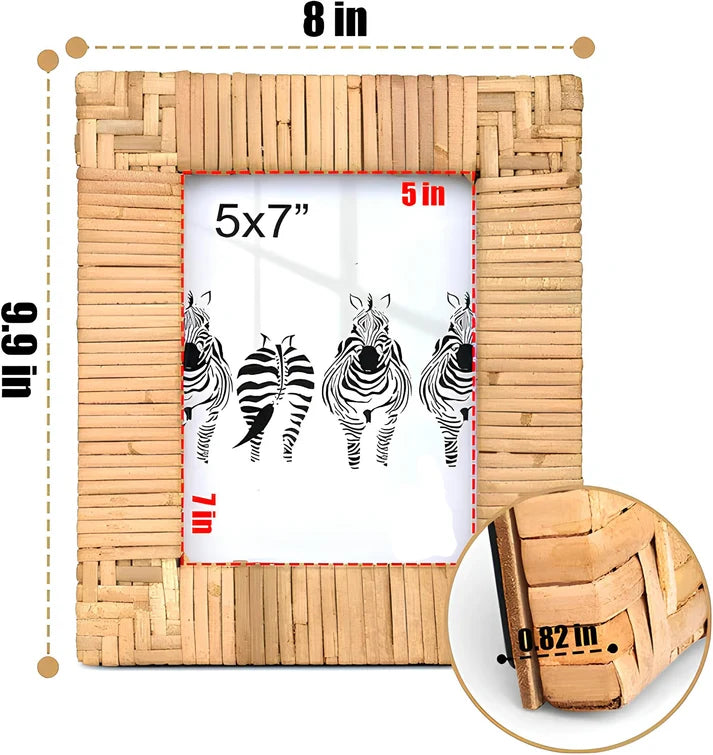 Rattan Photo Frame 4x6 Inch for Home - Noah