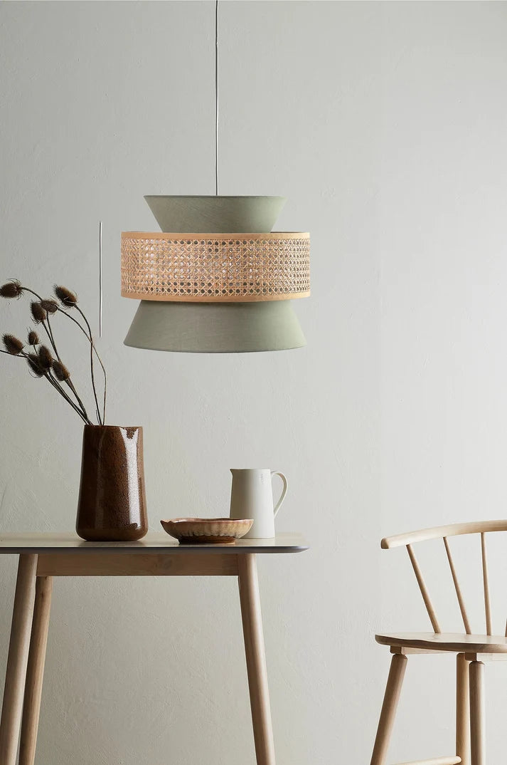 Rattan Hanging Light for Staircase | Bamboo Pendant Lamp - Draycen Set of 3
