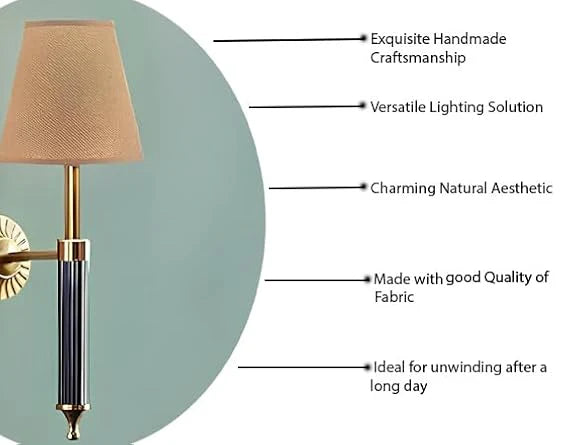 Art Deco Wall Sconce for Living Room | Modern Fabric Lamp - Adan