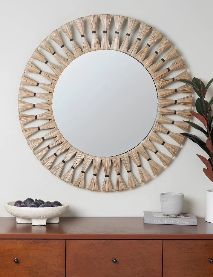Rattan Wall Mirror for Bathroom - Adah
