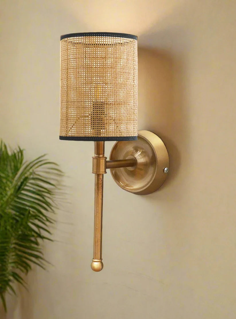 Bamboo Wall Light for Hallway | Rattan Wall Sconce - Roscoe