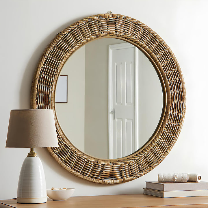 Bamboo Wall Mirror for living room | Cane Wall Mirror | Rattan Mirror - Ishita - Luxury Rattan Handicrafts  Uncategorized (Image 1)