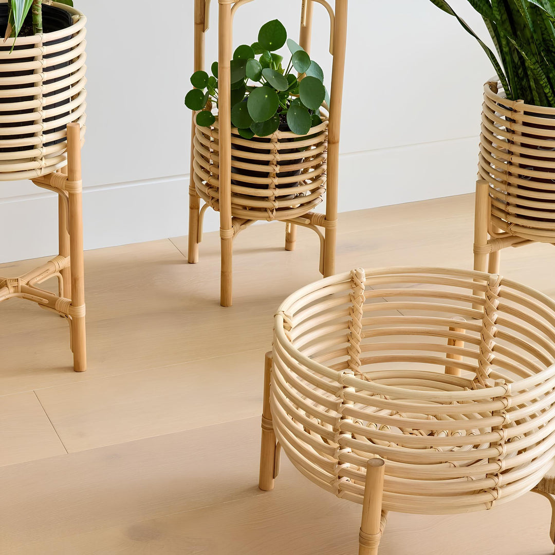 Rattan Planter with Stand | Bamboo Plant Pot in 5 Sizes - Pryorson