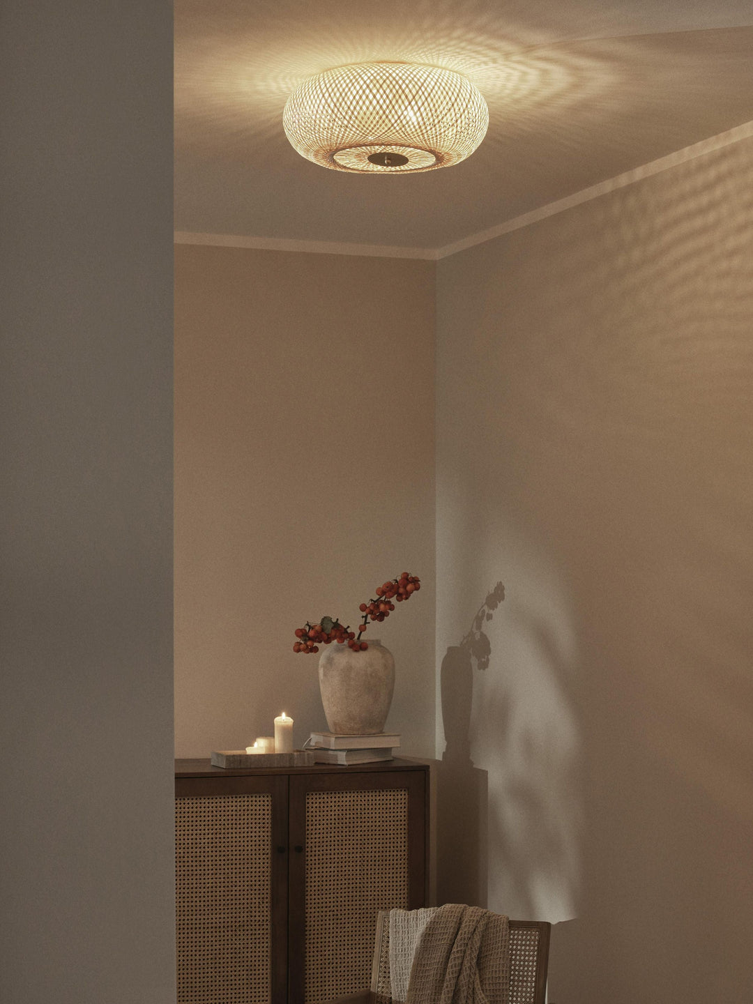Bamboo Ceiling Light for Kitchen | Rattan Flush Mount Lamp - Marlow