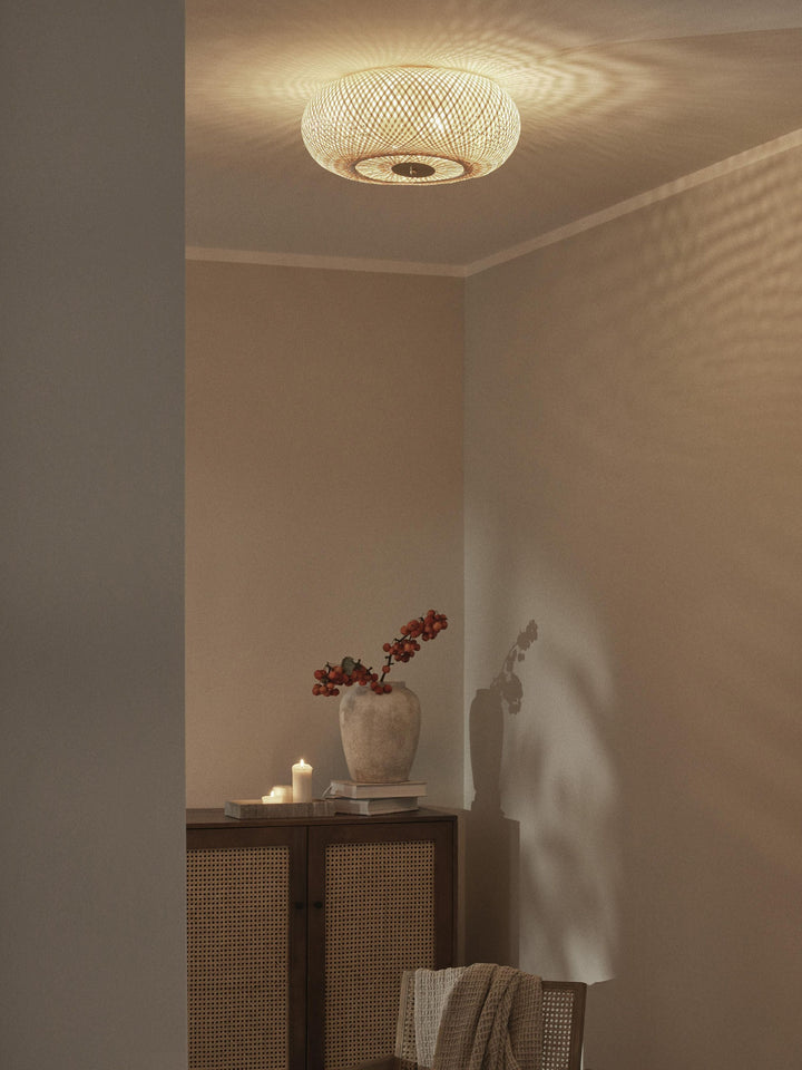 Bamboo Ceiling Light for Kitchen | Rattan Flush Mount Lamp - Marlow