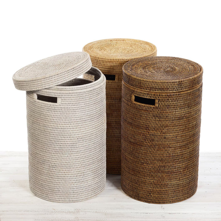 Rattan Laundry Basket with Lid for Bathroom - Alex