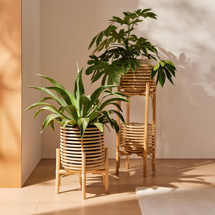 Rattan Planter with Stand | Bamboo Plant Pot in 5 Sizes - Pryorson