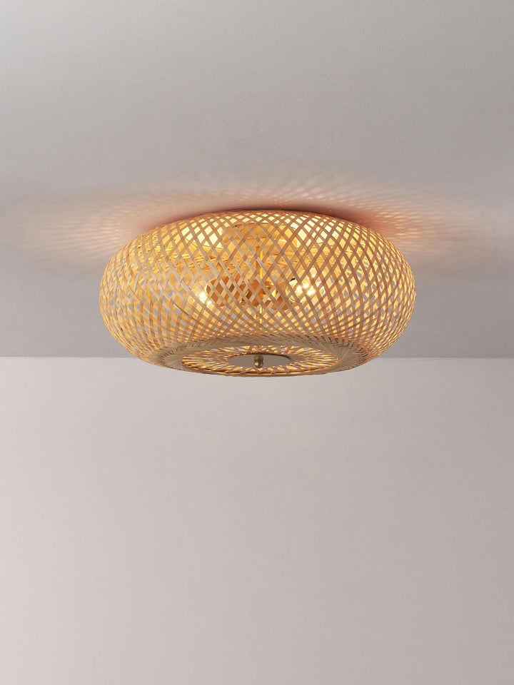Bamboo Ceiling Light for Kitchen | Rattan Flush Mount Lamp - Marlow
