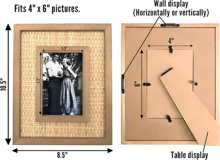 Rattan Photo Frame 4x6 Inch for Home - Thanet